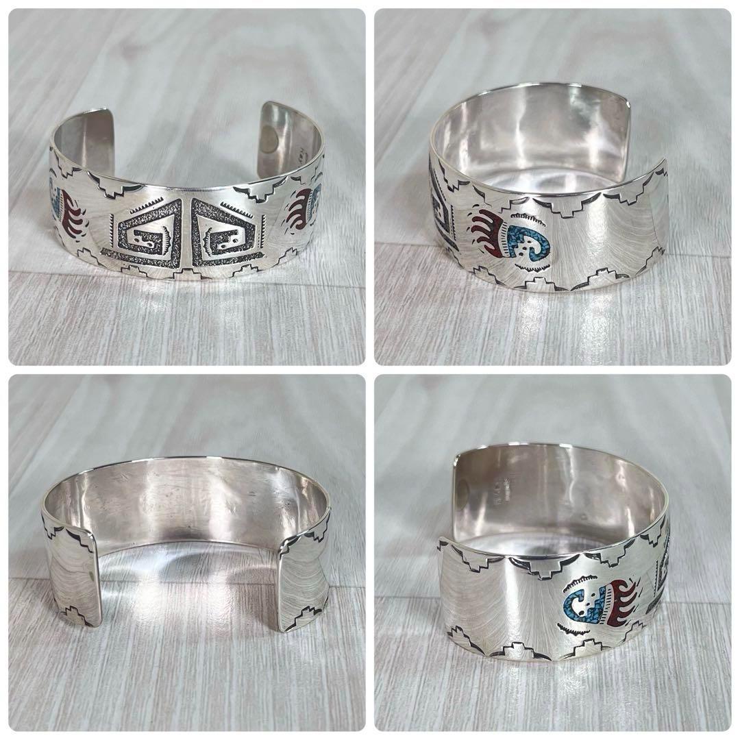 【美品】ナバホ インディアンジュエリー　バングル　インレイ　ベアパウ　Ray B