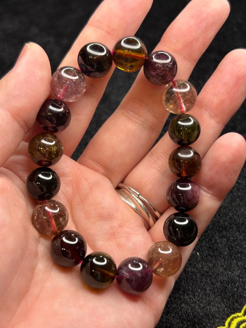 大玉トルマリン ウォーターメロン マルチカラーブレスレット 箱付き