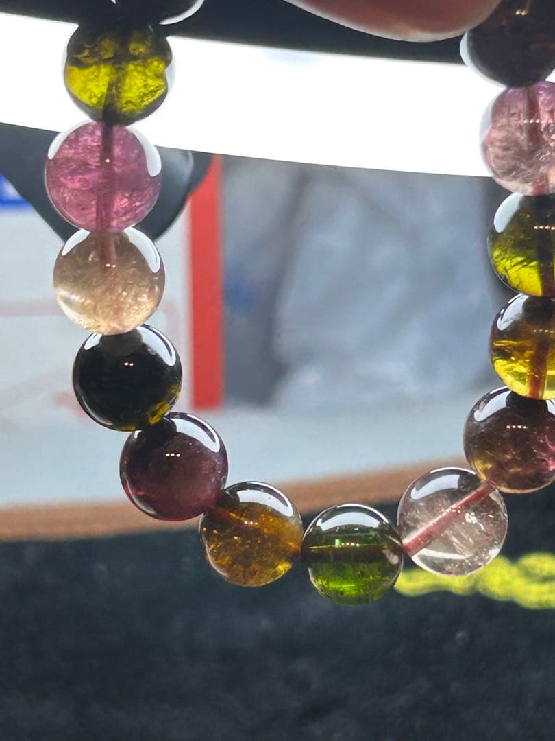 大玉トルマリン ウォーターメロン マルチカラーブレスレット 箱付き