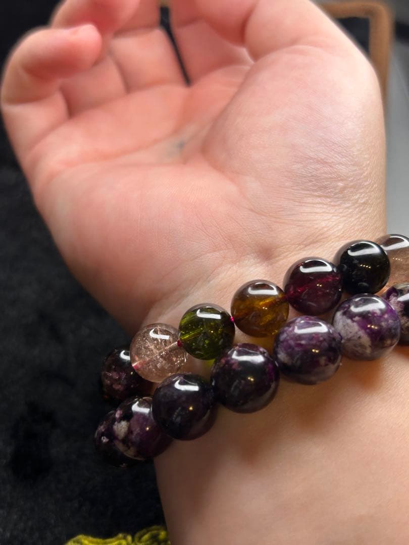 大玉トルマリン ウォーターメロン マルチカラーブレスレット 箱付き