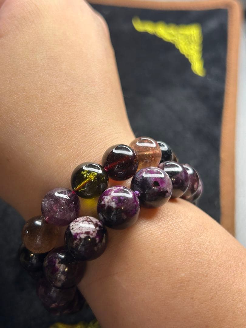 大玉トルマリン ウォーターメロン マルチカラーブレスレット 箱付き