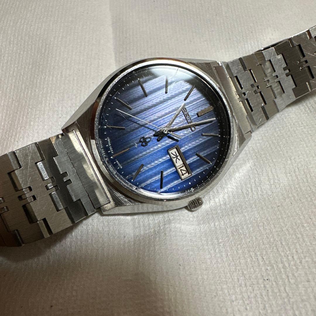 SEIKO キングクォーツ　稼動品　美品 特殊ブルー文字盤