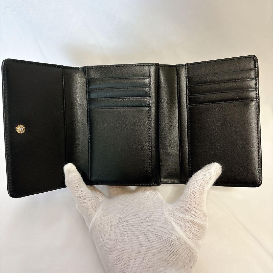 【美品】アナスイ ウォールハート ブラック がま口 折り財布 バタフライ