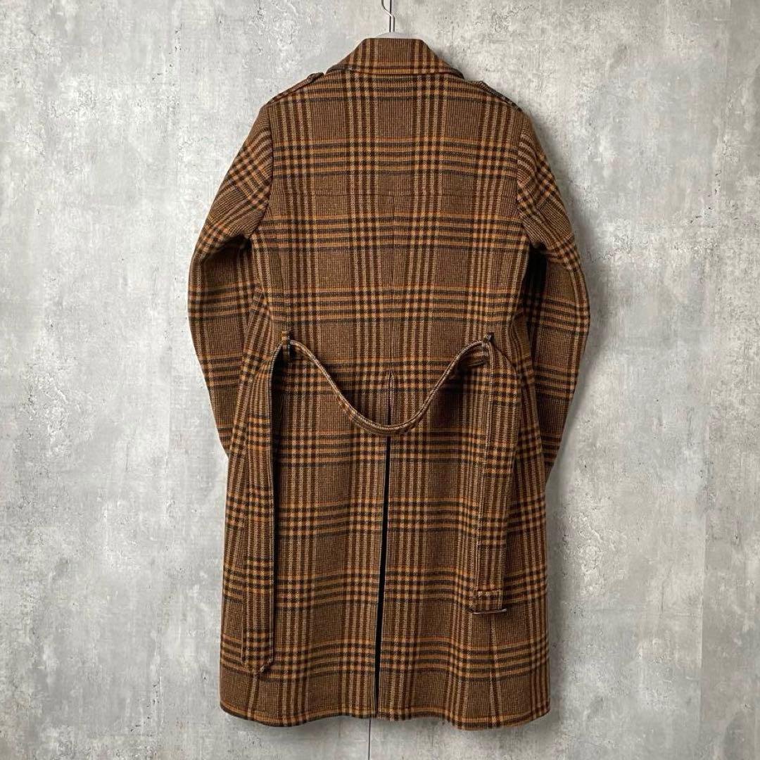 23aw Dries Van Noten ガンクラブチェック ダブルロングコート
