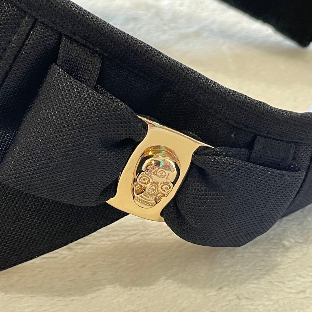 マークアンドロナ　スカル　サンバイザー　ラインストーン　ゴールド金具　ゴルフ　黒