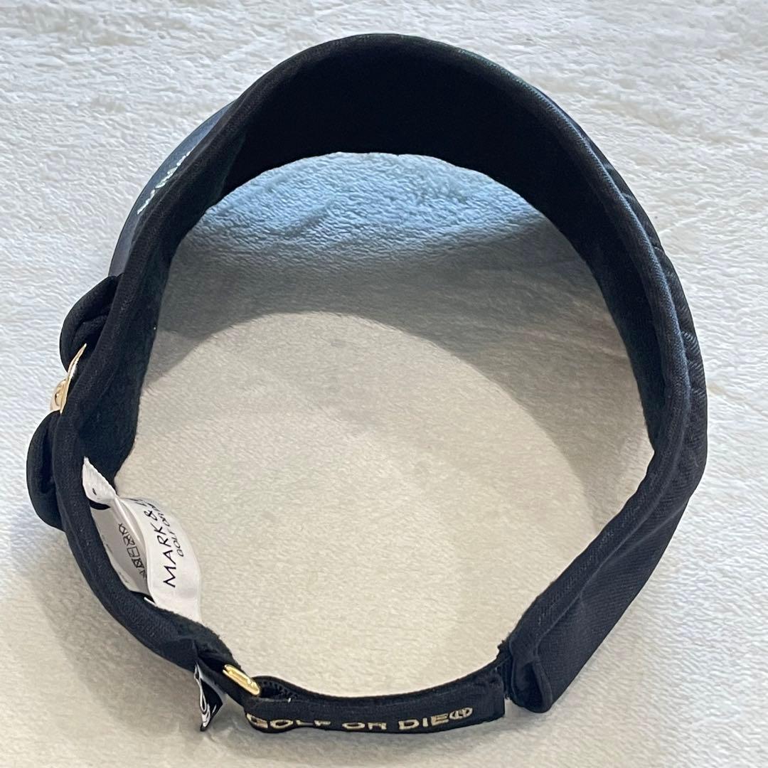 マークアンドロナ　スカル　サンバイザー　ラインストーン　ゴールド金具　ゴルフ　黒