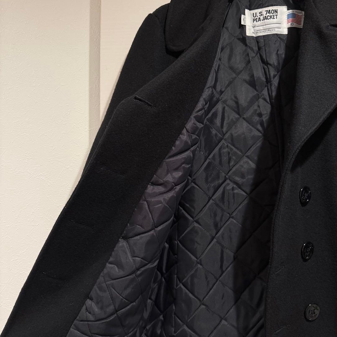 極美品‼️Schott ピーコート USA黒 L ショット 未使用 キルティング