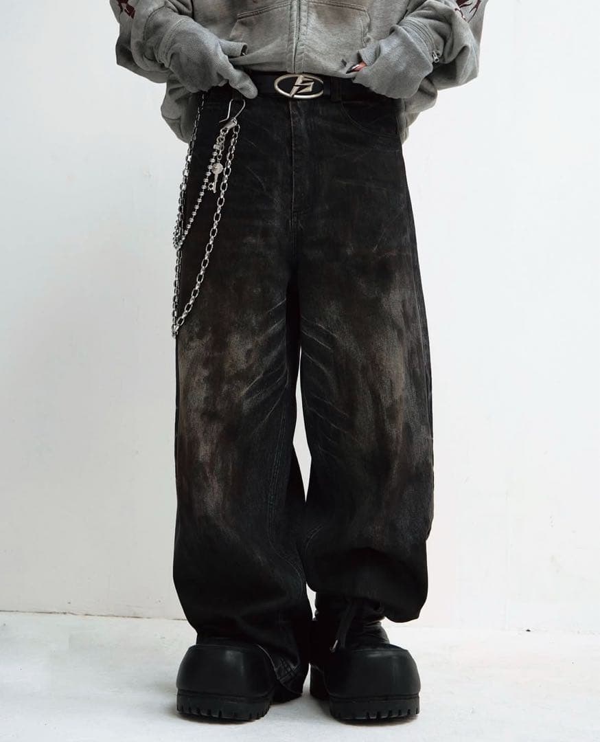 パンツ peoplesense Vintage Washed Black Wide L