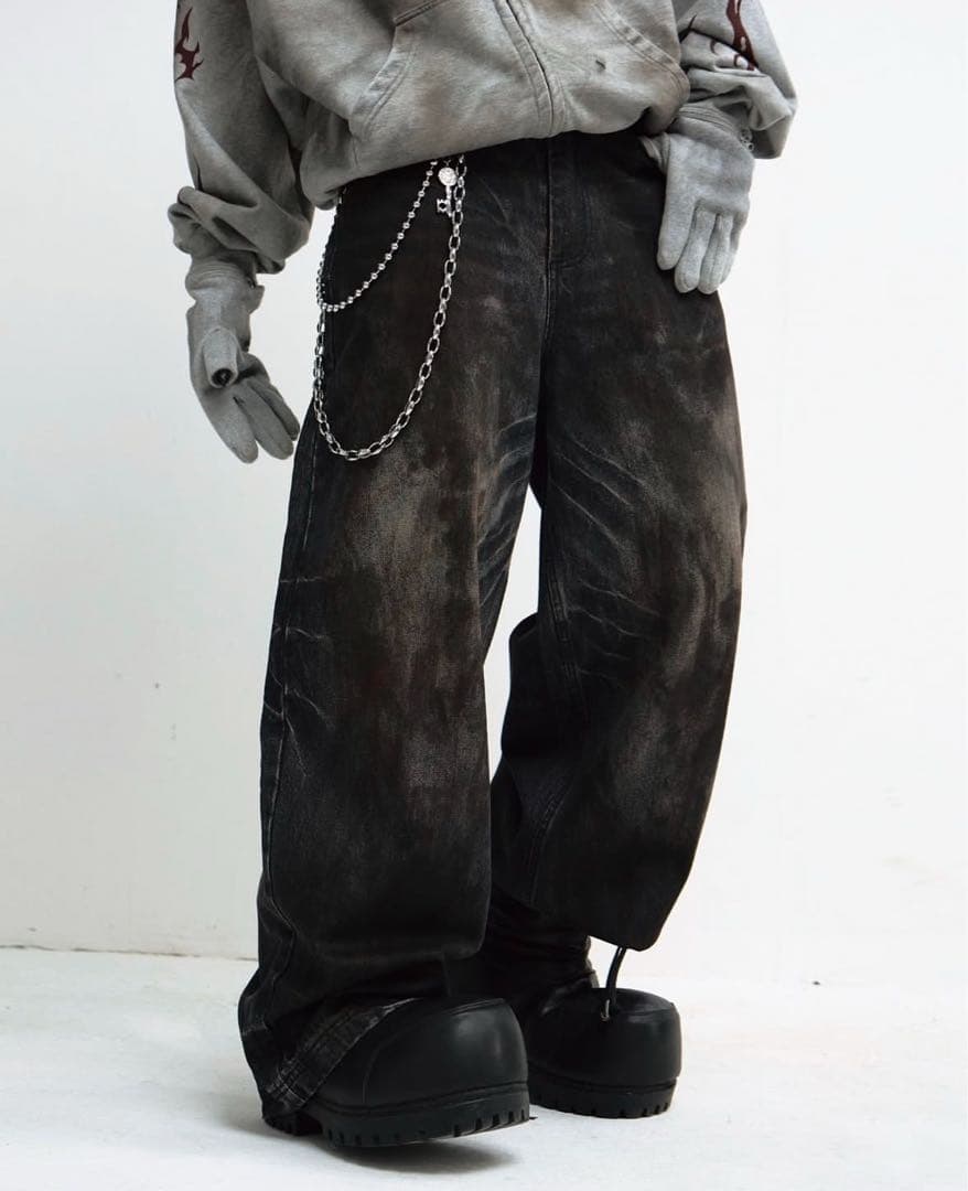 パンツ peoplesense Vintage Washed Black Wide L