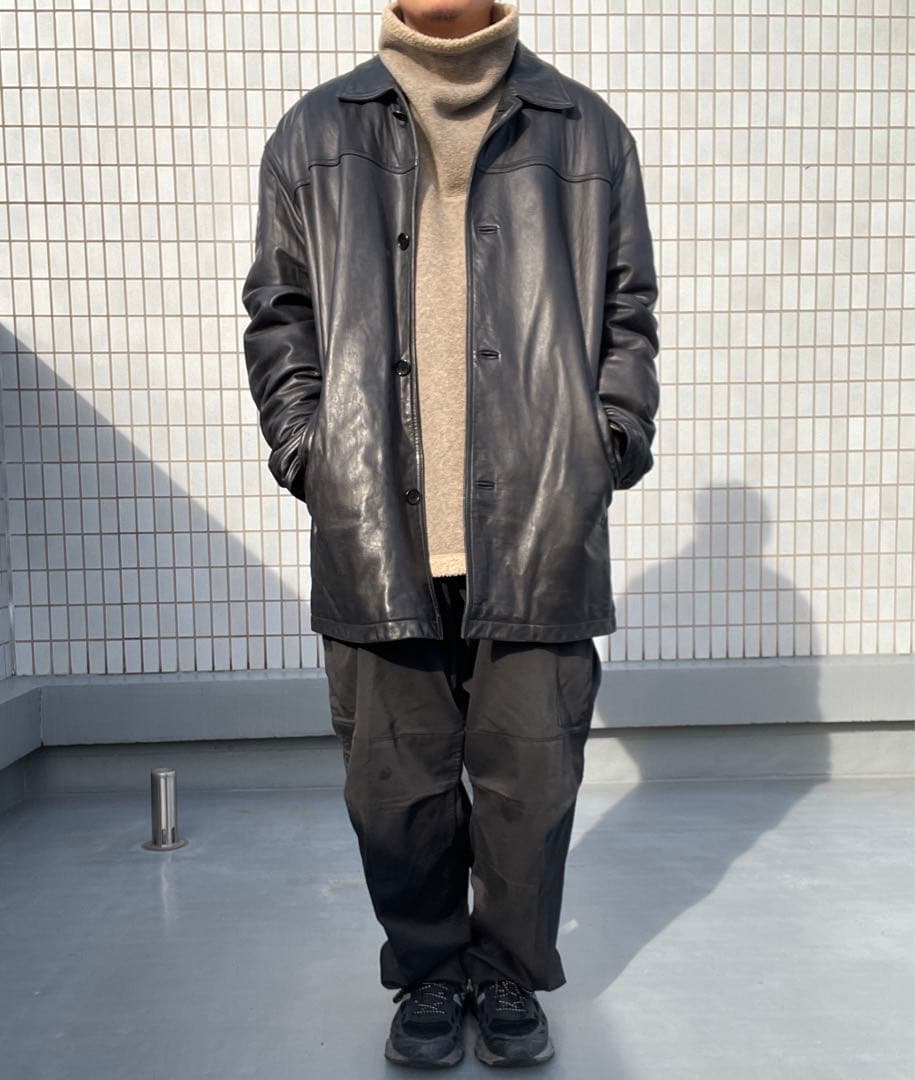 90s BANANA REPUBLICレザーカーコートXLブラックVINTAGE - メルカリ