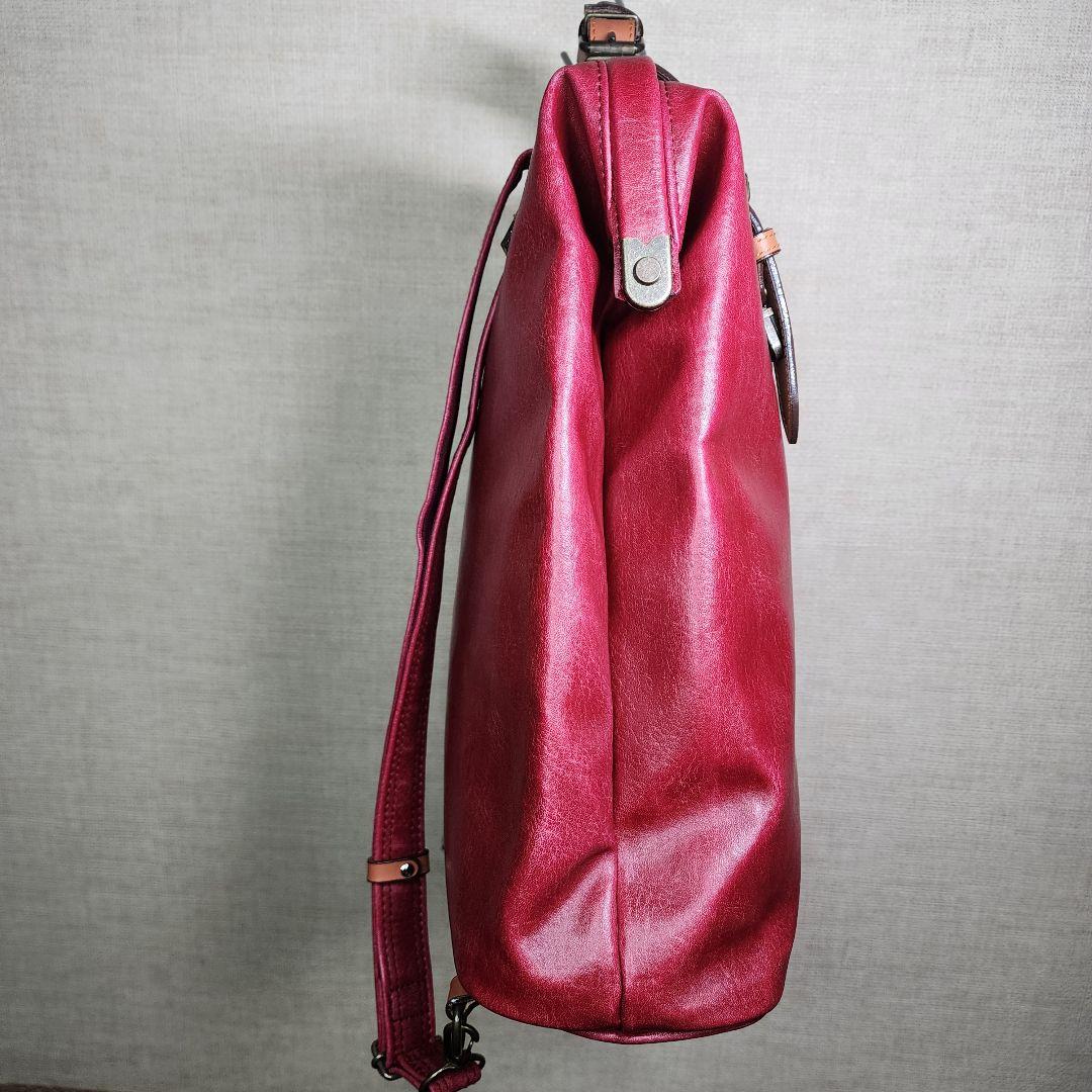 【極美品】木和田 豊岡鞄 ダレスリュック 2Way レッド レザー A4 がま口