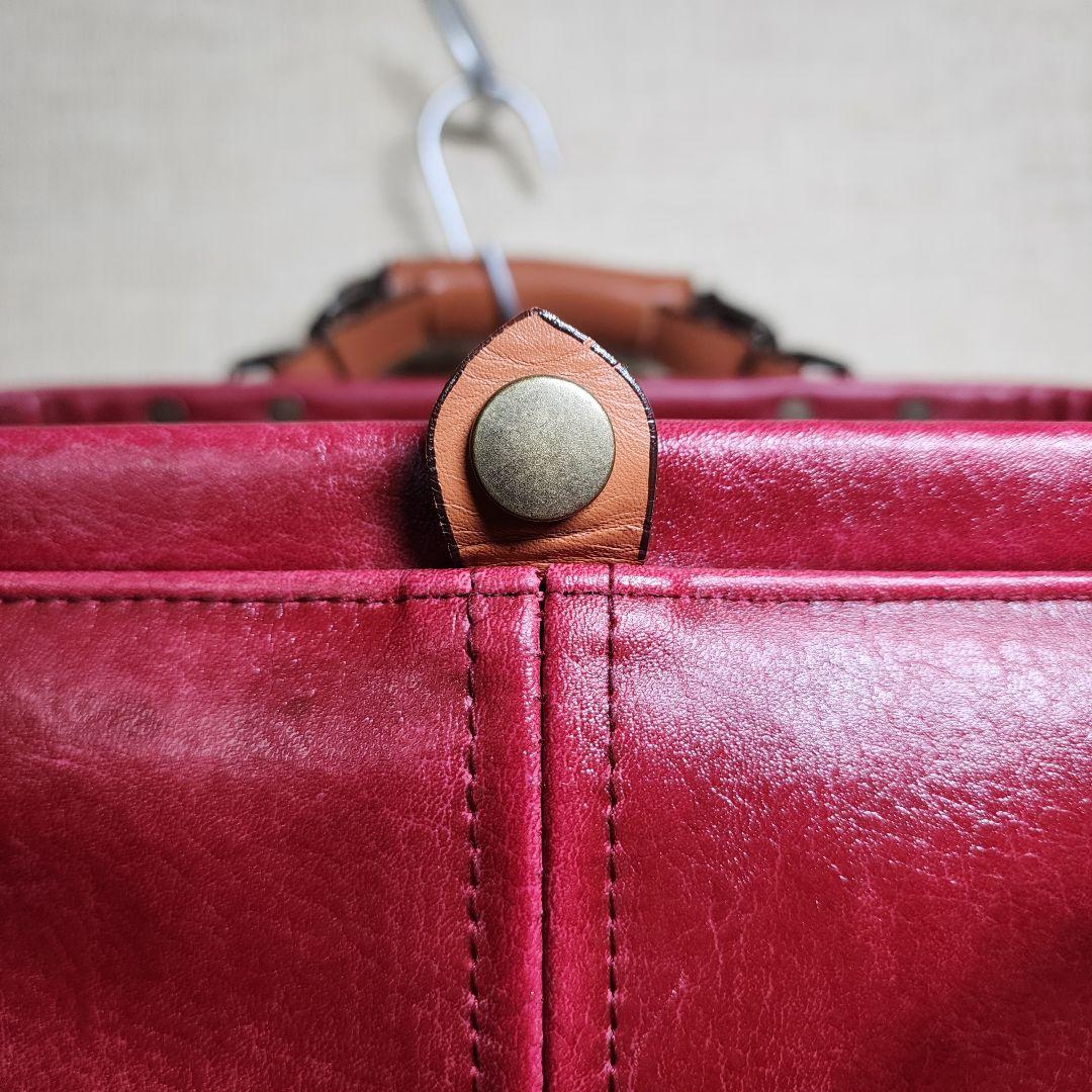 【極美品】木和田 豊岡鞄 ダレスリュック 2Way レッド レザー A4 がま口