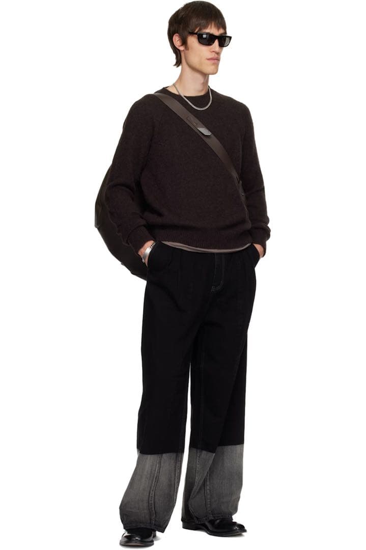 YOKE Black Laser Processed Buggy Jeans