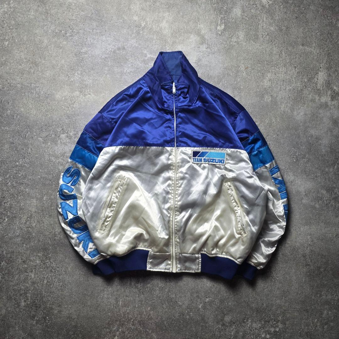 激レアTEAMSUZUKIスズキリバーシブルナイロンジャケット短丈企業ロゴLL