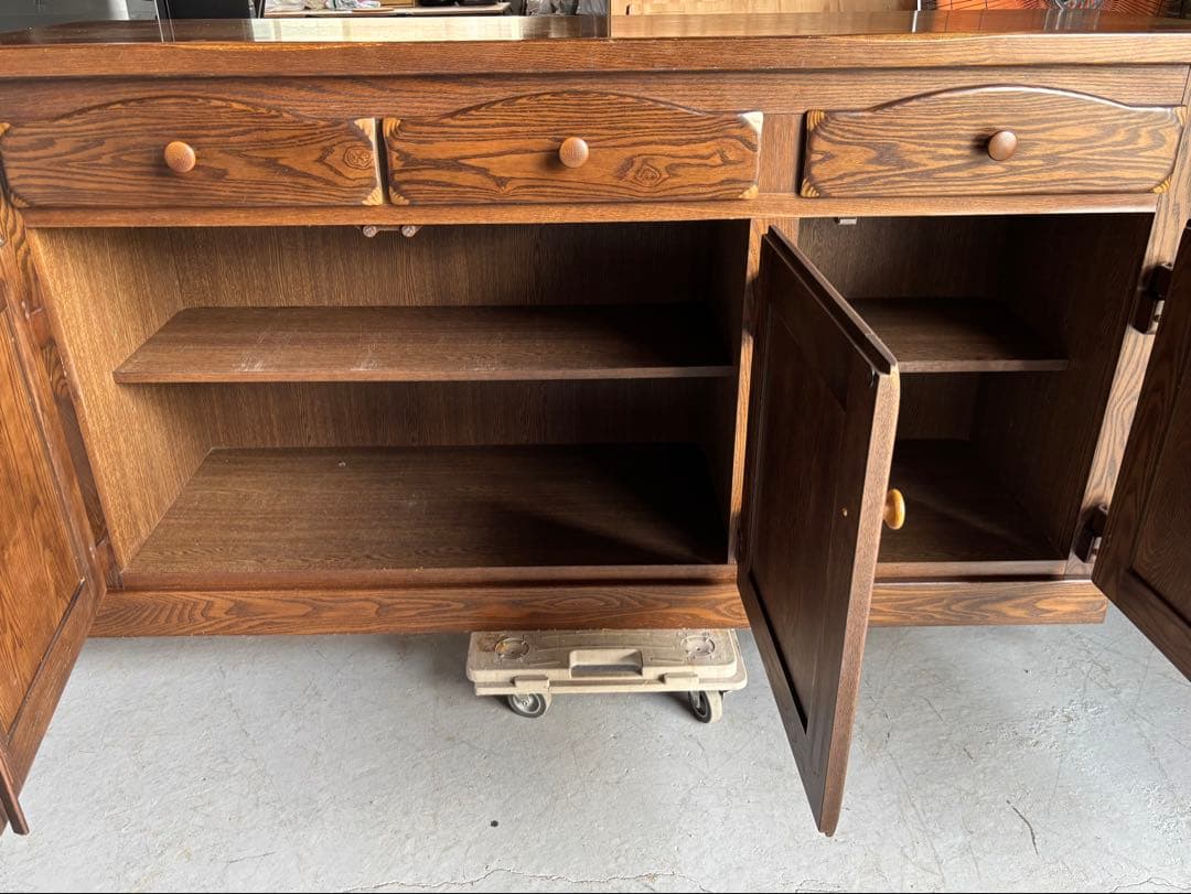 サクラ様専用 国産 川隅家具 天然木 カントリーキッチン, 幅153cmUsed