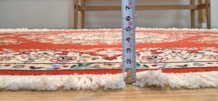 ペルシャ ナイン産 書斎 玄関 140×94 楕円形 茜色 花束 - メルカリ