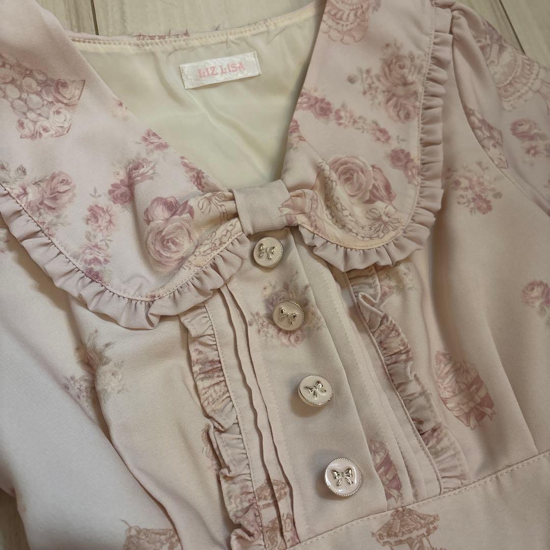 美品☆リズリサ☆ワンピース☆リズメロ☆ピンク☆花柄ミニワンピース