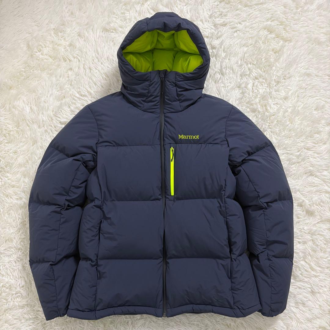 Marmot ダウンジャケット L ネイビー イエロー 750フィルパワー - メルカリ