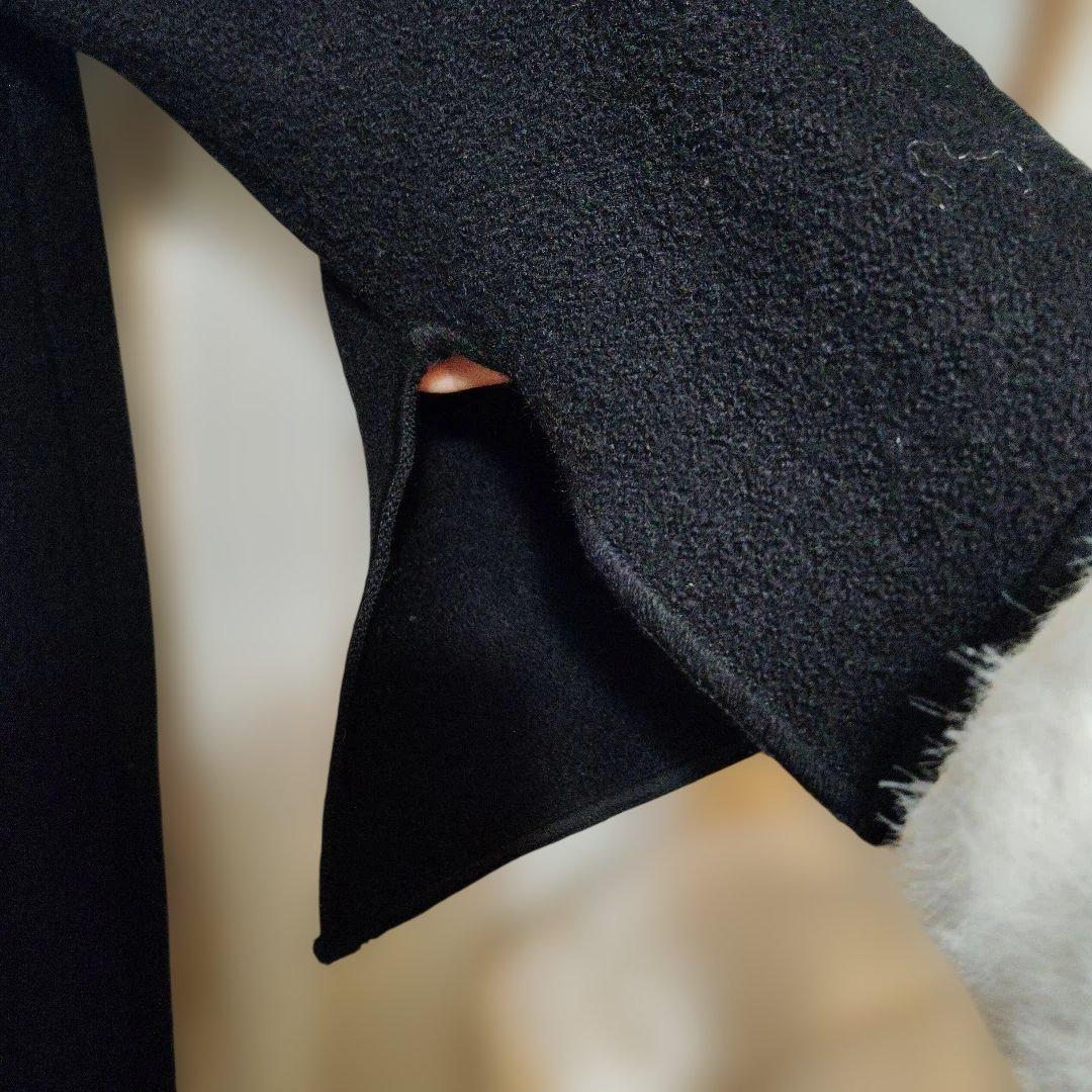 FENDI　Aラインウールロングコート　黒