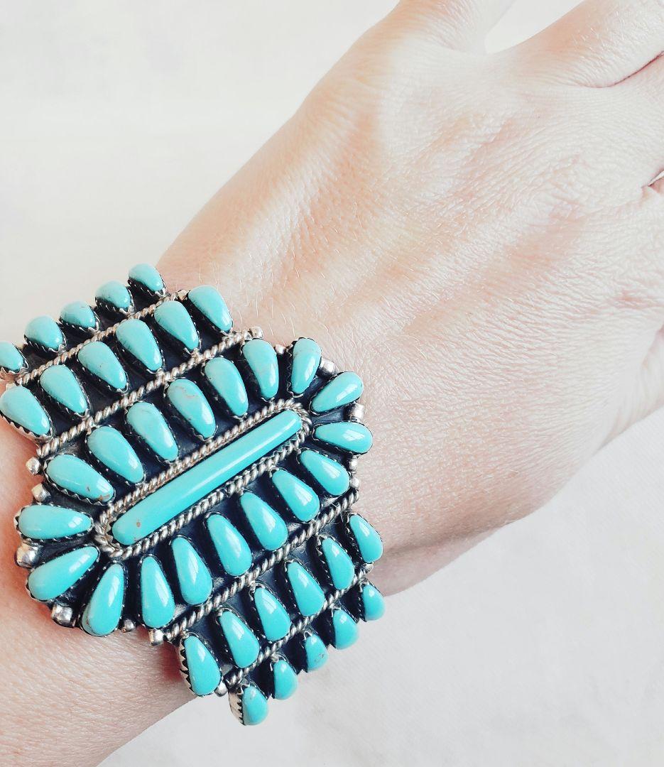 新品 インディアンジュエリー　ナバホ族　ターコイズ　バングル Benally
