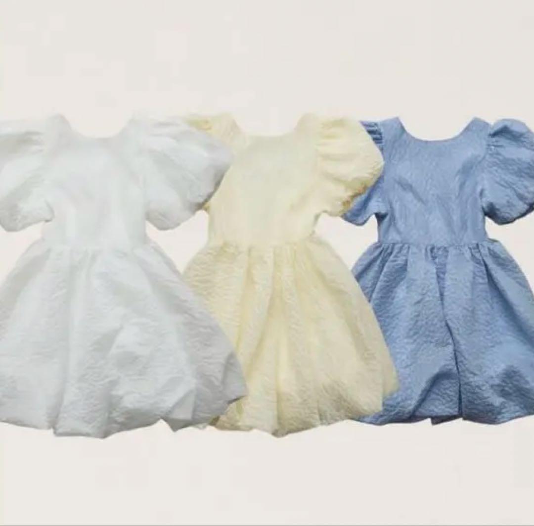 treat ürself】バルーンフラワー ジャカード ワンピース イエロー