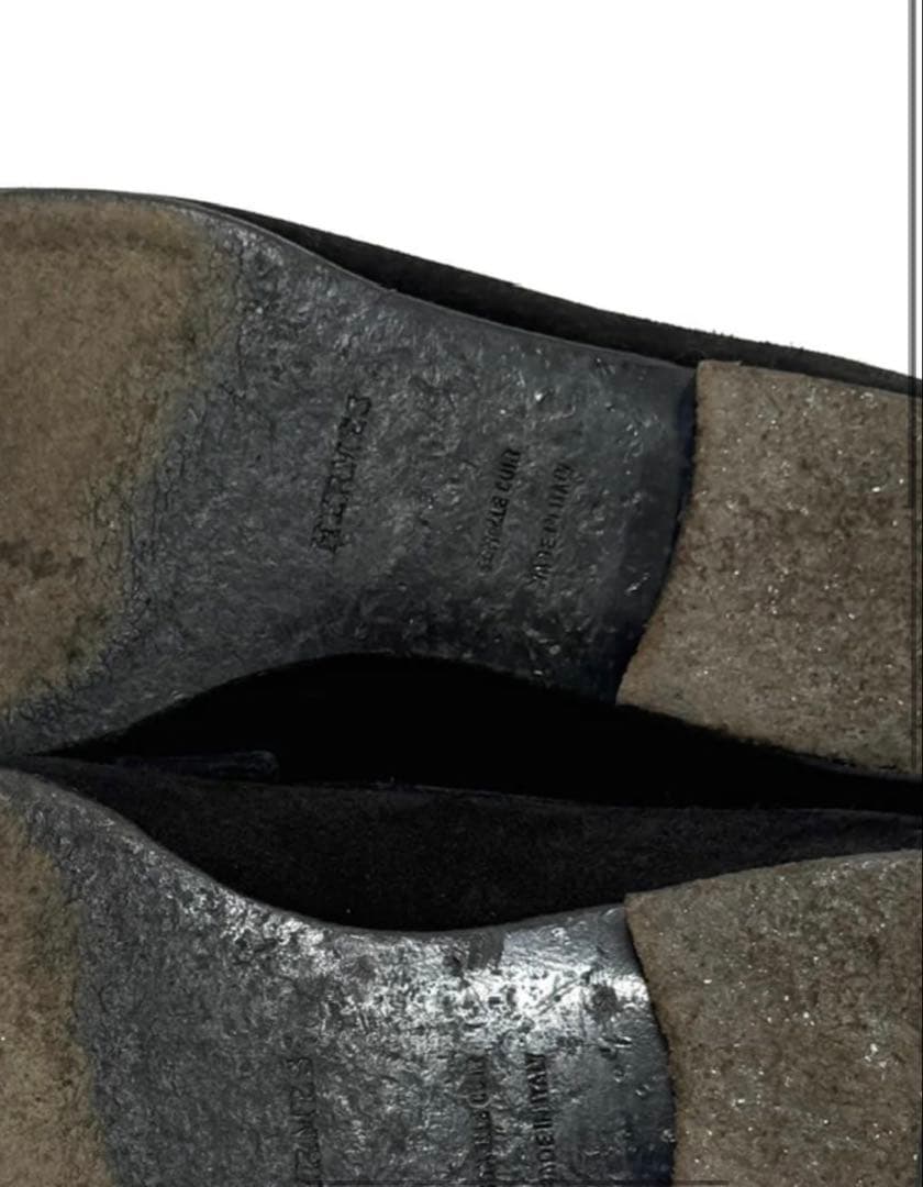 HERMES エルメス スエード ローファー ブラック ゴールド金具 37