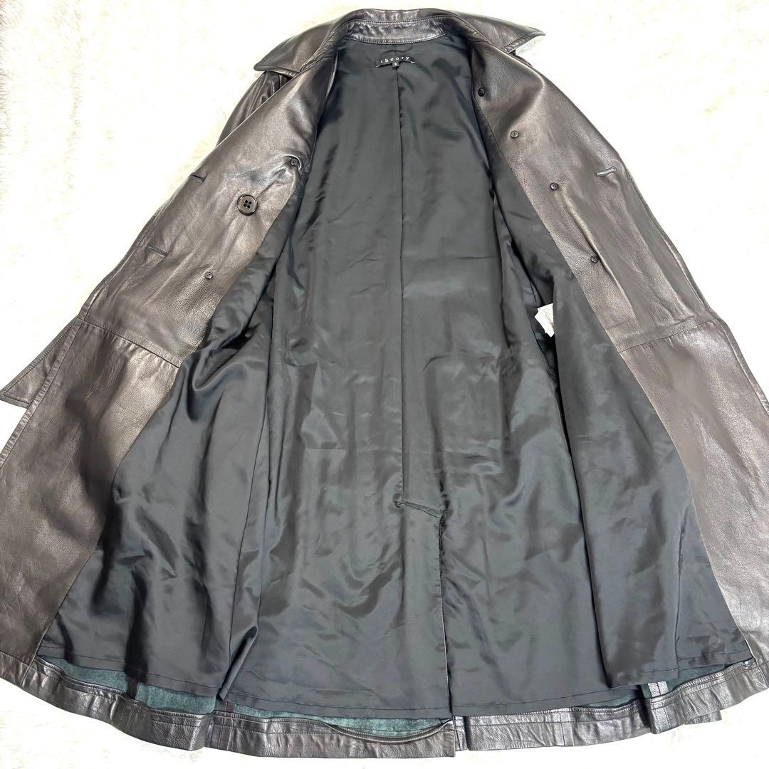 【美品】Theory セオリー ラムレザー トレンチコートベルト 本革 フレア