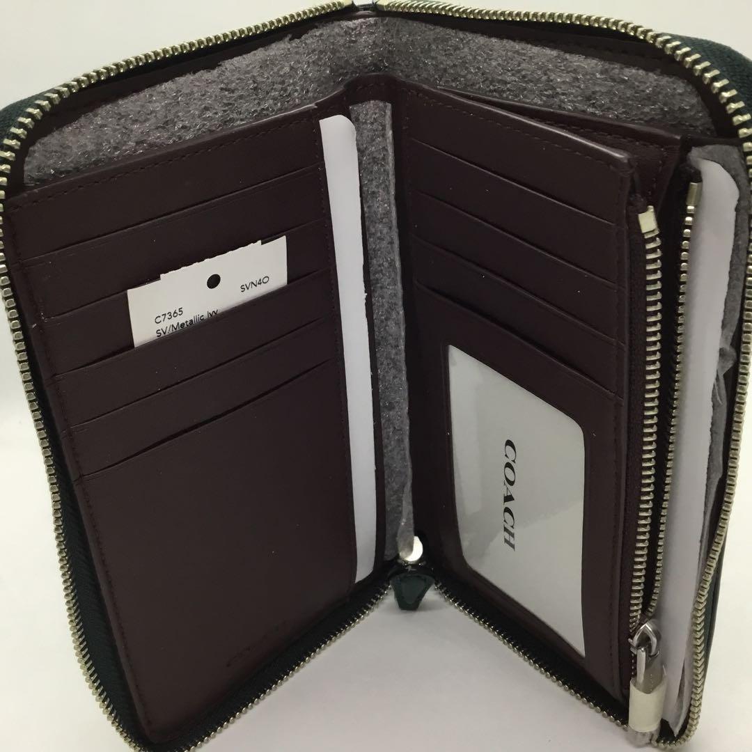 専用　COACH コーチ　深緑系　ラウンドファスナー　ミディアム財布