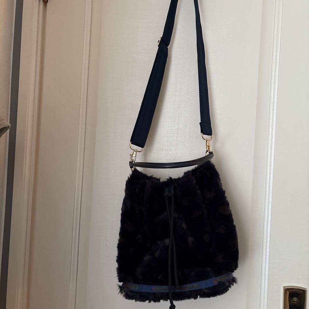 レスポートサックMED DRAWSTRING BAGミッドナイトレオパードファー