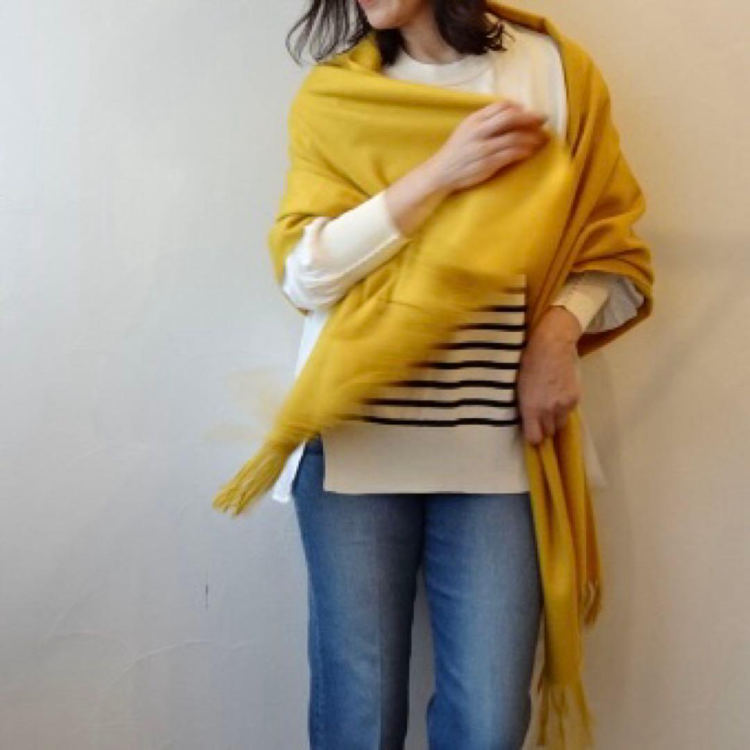 極上カシミヤ100%☆大判 ストール☆ミモザ