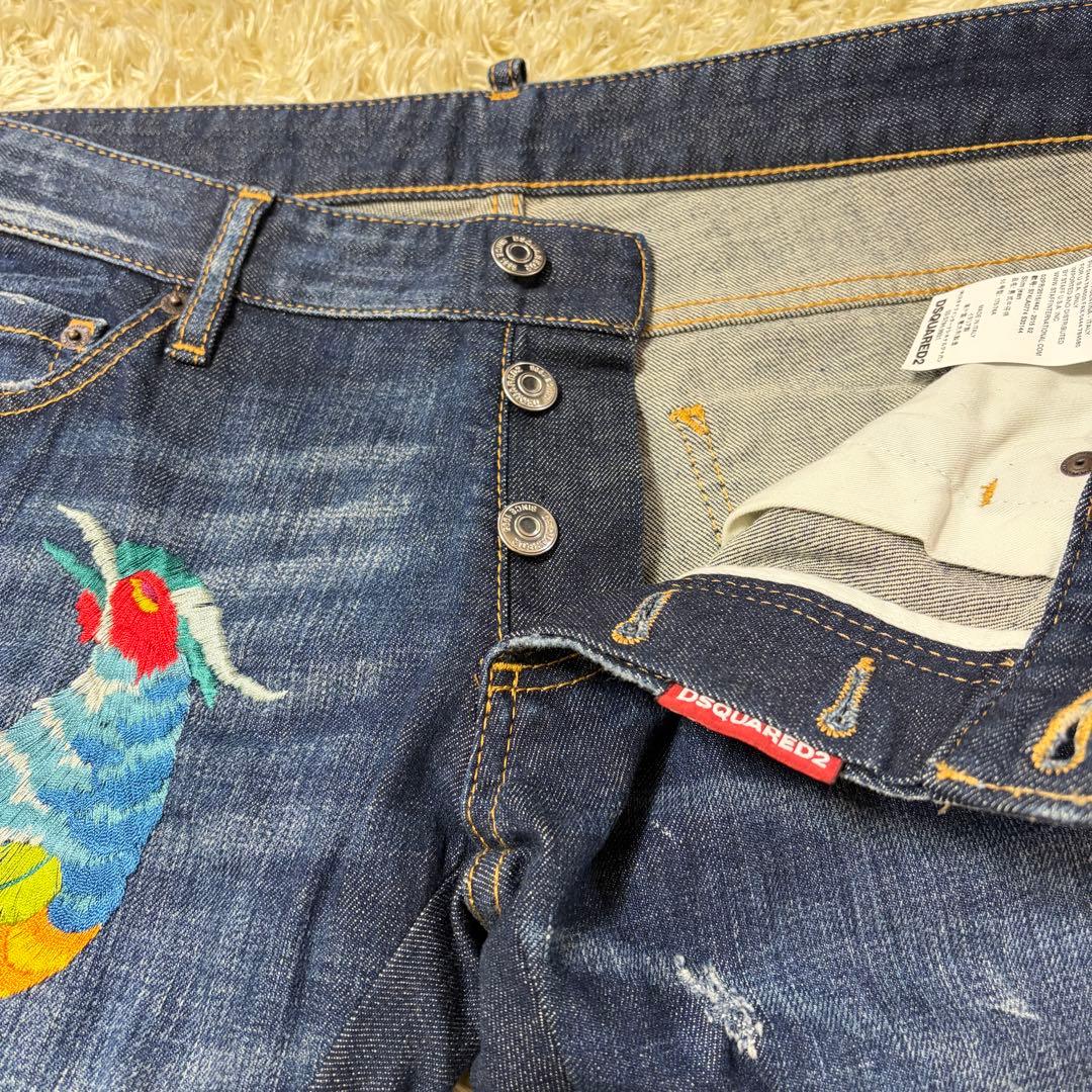 50 XL DSQUARED2 Slim jean デニム ジーンズ 鳥柄 刺繍