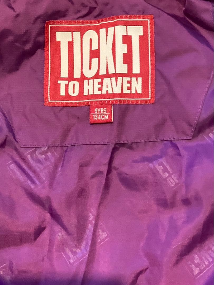 子ども用スキーウェア　パープルダウンジャケットとオーバーオールセット