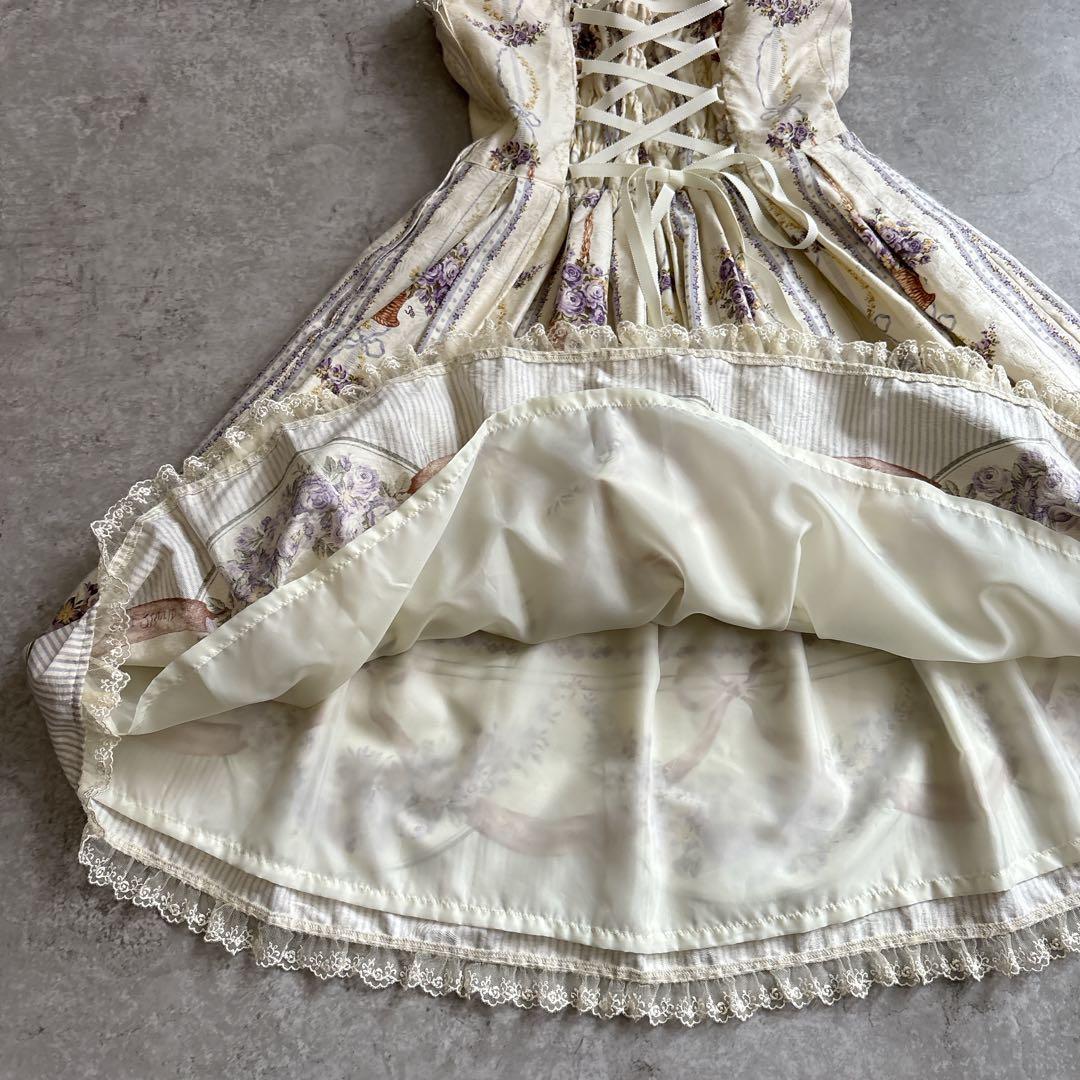 極美品✨️イノセントワールド 邸宅のすみれジャンパースカート クリーム/パープル