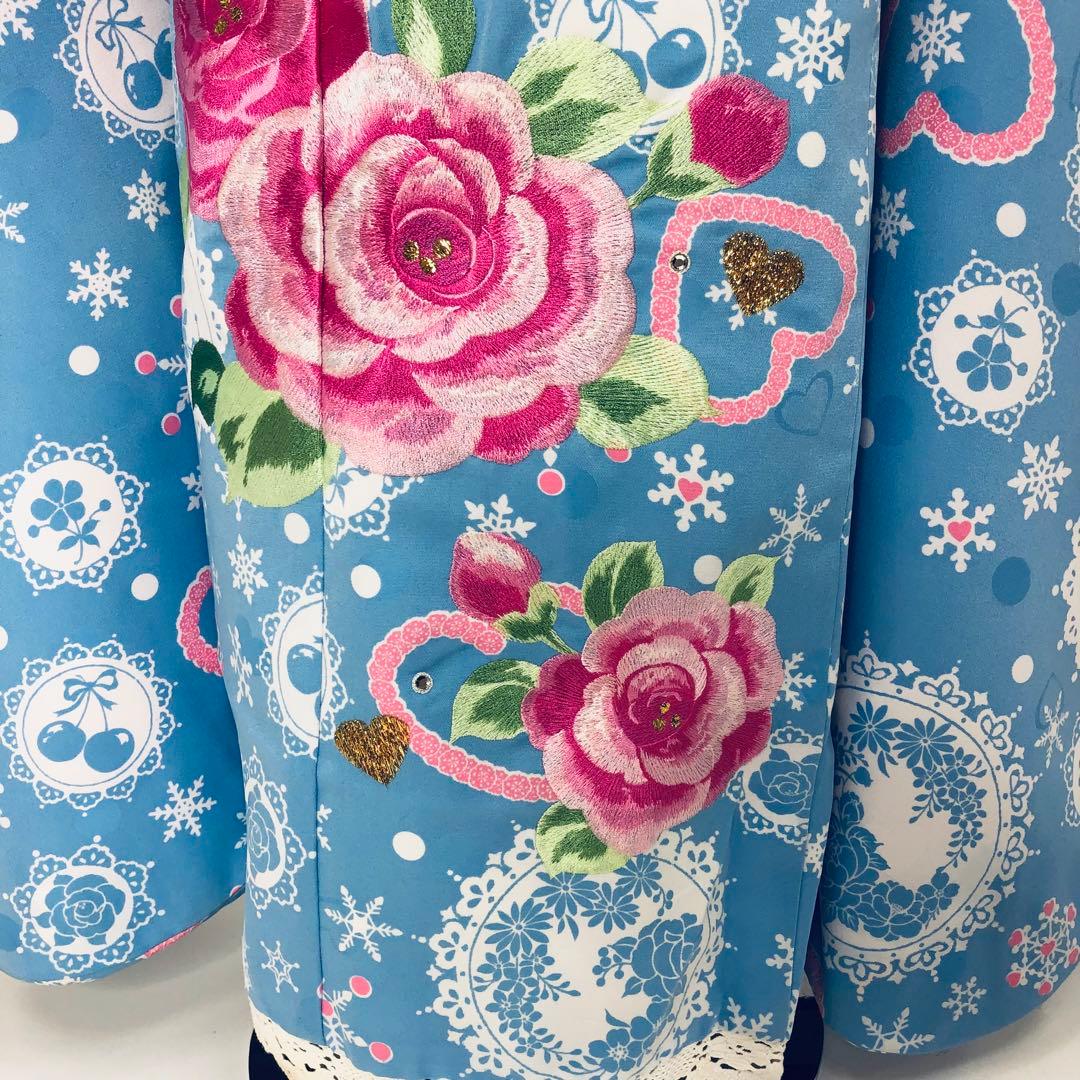 女児着物☆七五三フルセット☆ 四つ身☆5歳 7歳☆水色 松田聖子 u-370