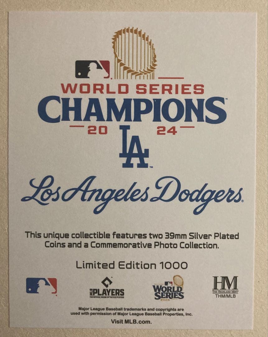 2024ドジャース優勝記念　フォトミント　　大谷翔平　山本由伸