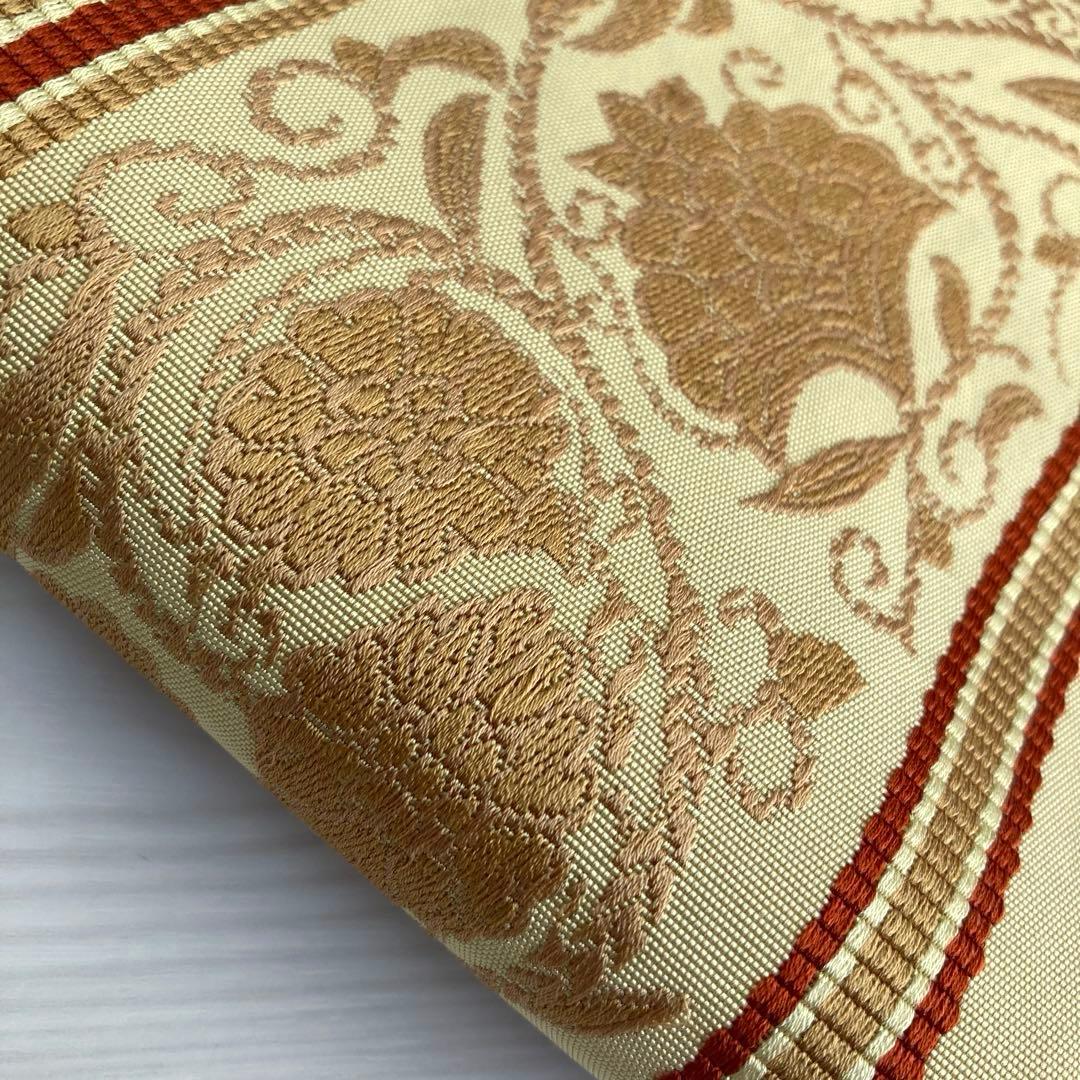 専用　　博多織　半幅帯　花唐草模様　織り出し　正絹　No.74-22