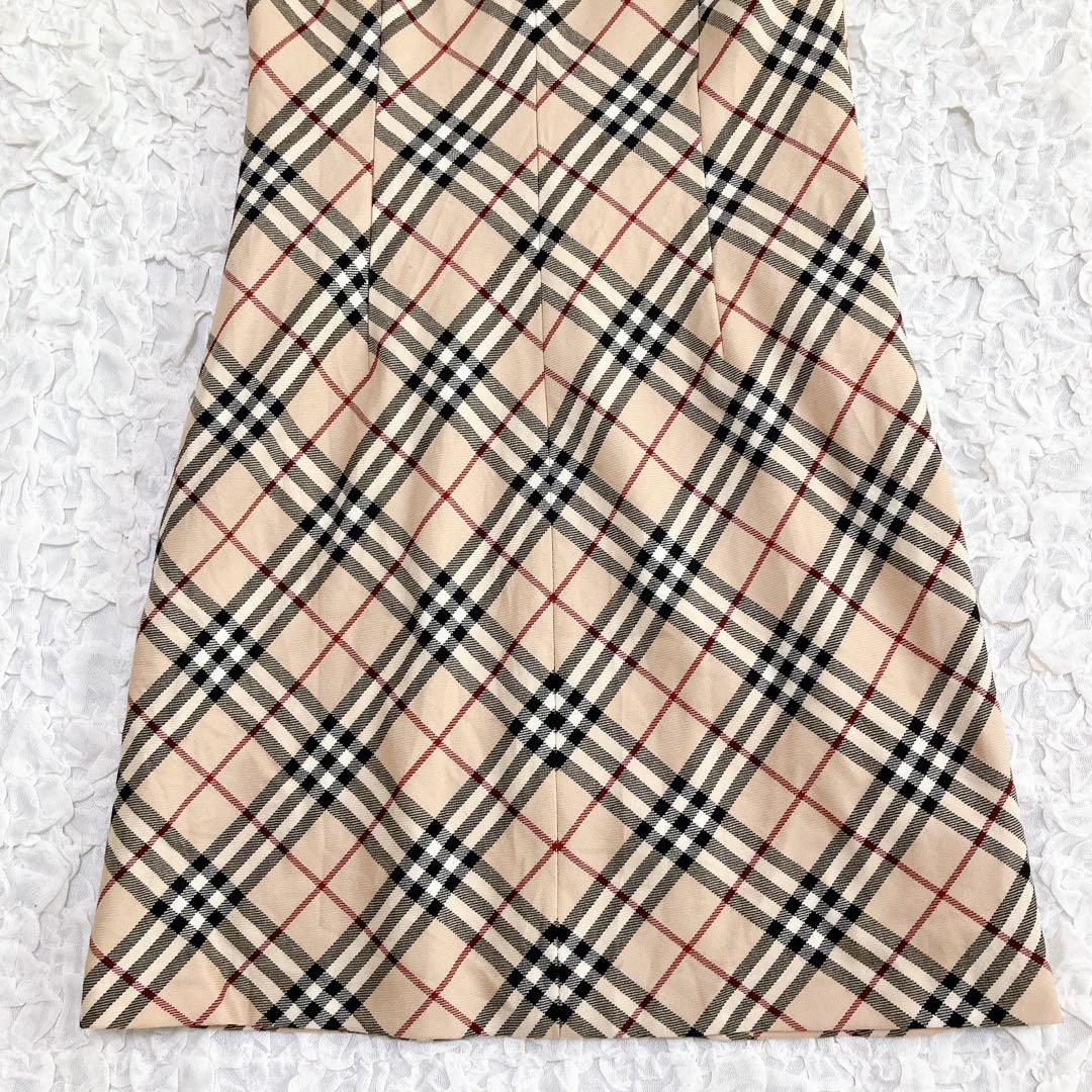 バーバリーブルーレーベル　ノースリーブワンピース　肩リボン　ノバチェック　38