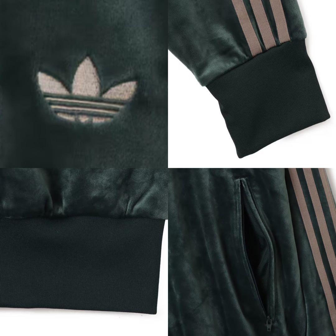 新品L⭐️adidas ファイヤーバード ベロア トラックトップ グリーン