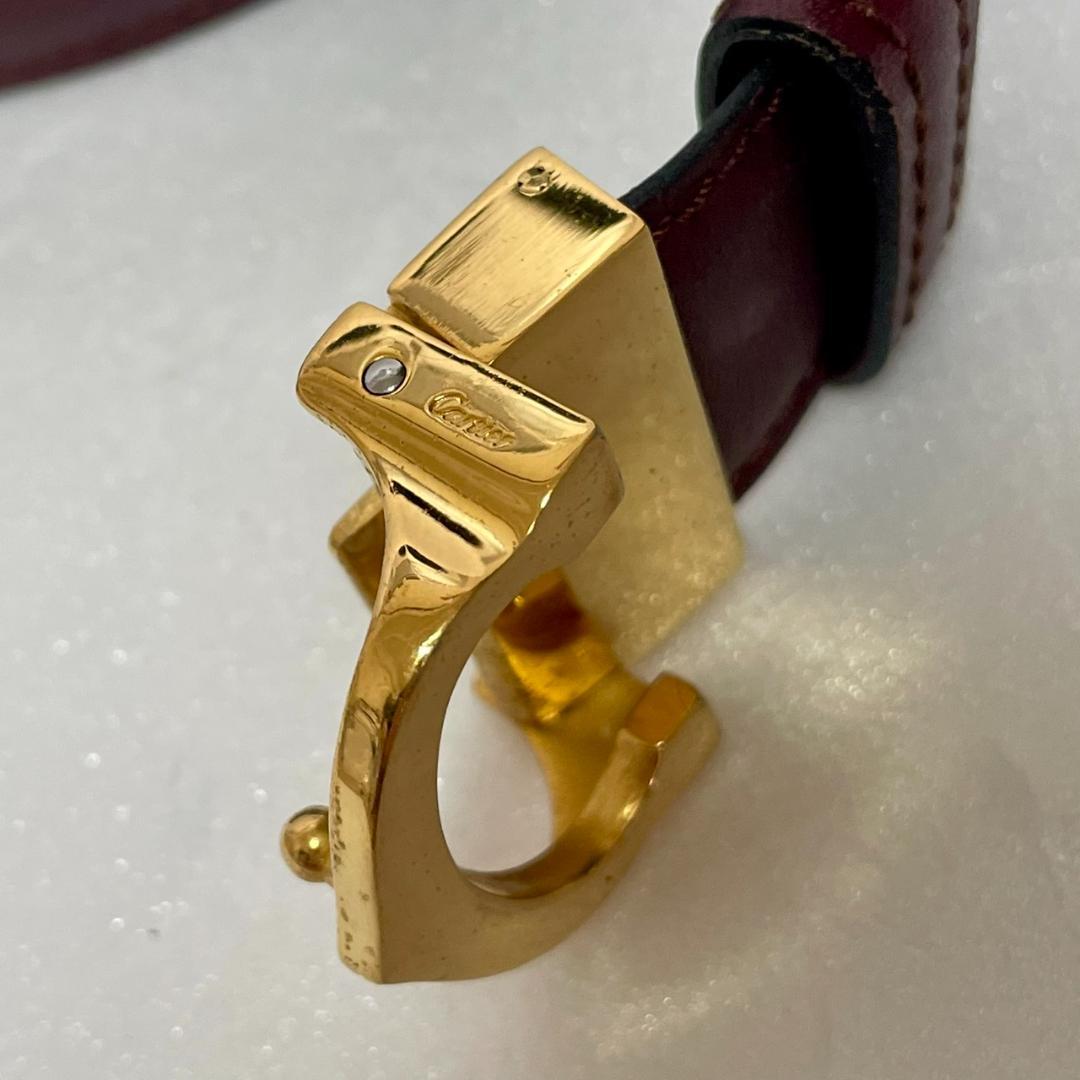 Cartier カルティエ レザーベルト ボルドー×ゴールドバックル