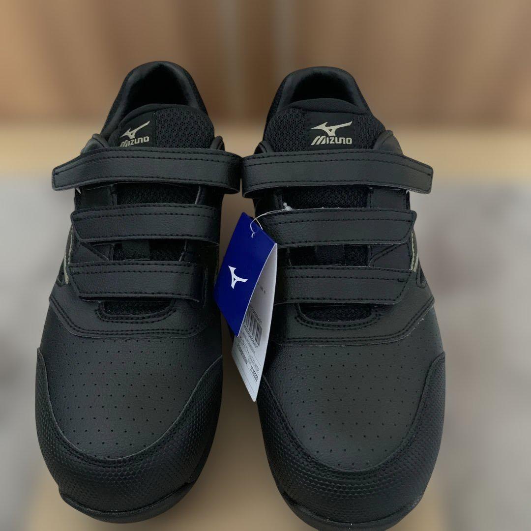 新品 27.5㎝　黒金　Mizuno ベルクロ　安全靴 　ブラック