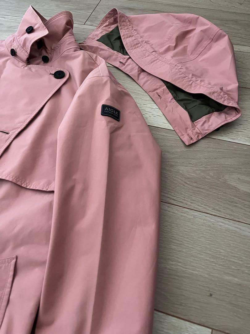 AIGLE GORE-TEXピンク ダブルブレスト レインコート