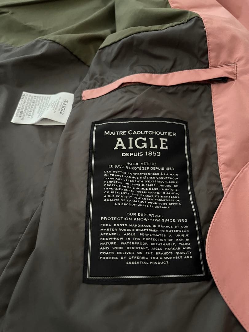 AIGLE GORE-TEXピンク ダブルブレスト レインコート