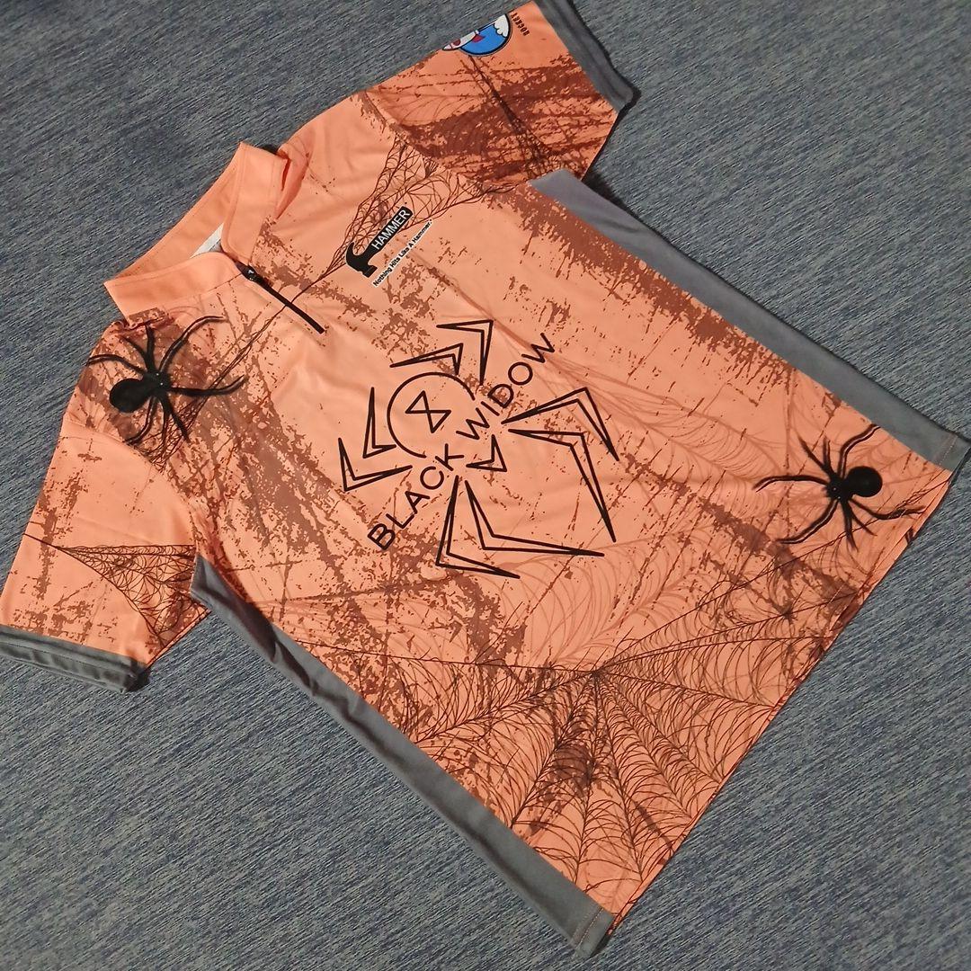 日本未発売　ボウリングウェア　ブラックウィドー　オレンジ　サイズL　スパイダー