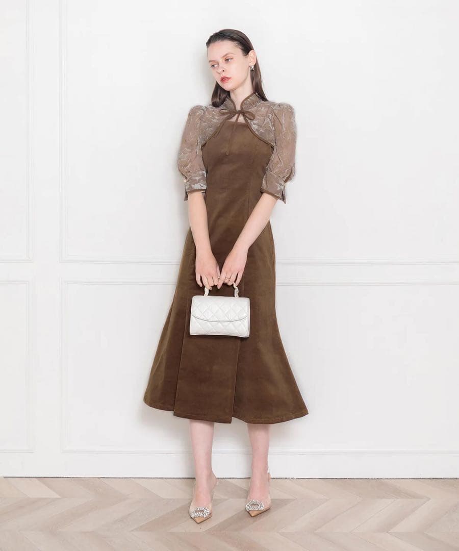 LEJA 花柄ボレロマーメイドワンピースセットアップロングドレス