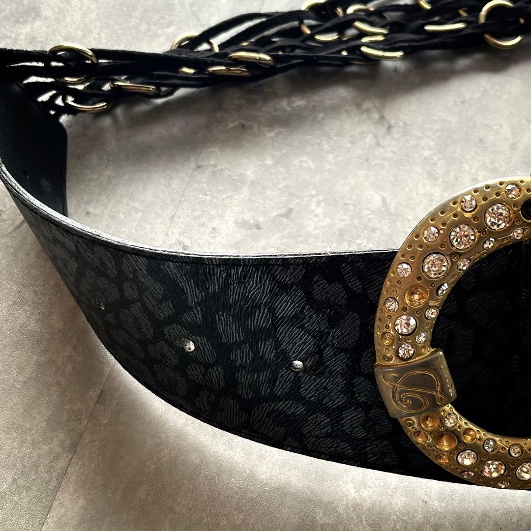 00s archive D.I.A デカバックル　チェーン　豹柄ベルト ギャル