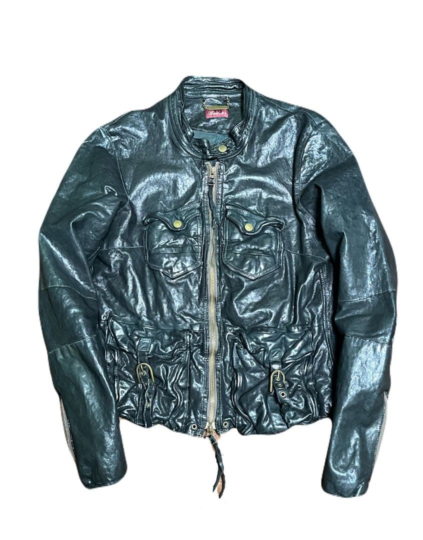 00s archive gimmick leather jacket Y2K M - メルカリ