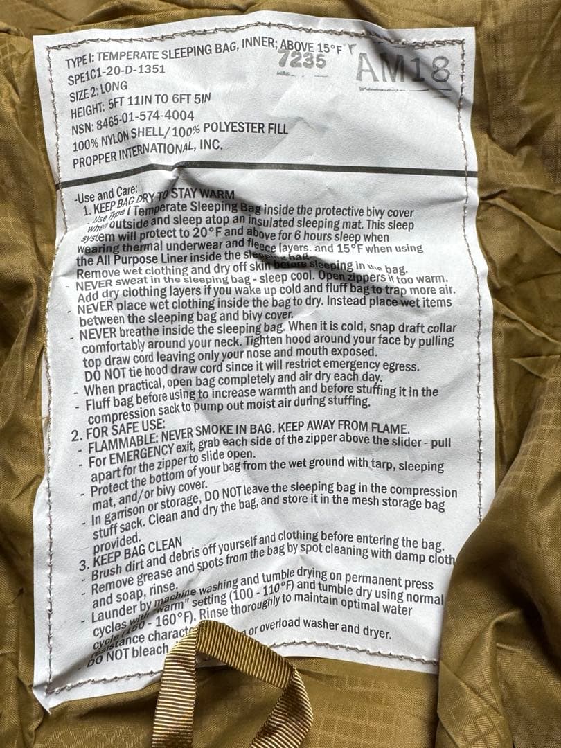 【新春セール】USMC 実物 寝袋4点セット 新品未使用