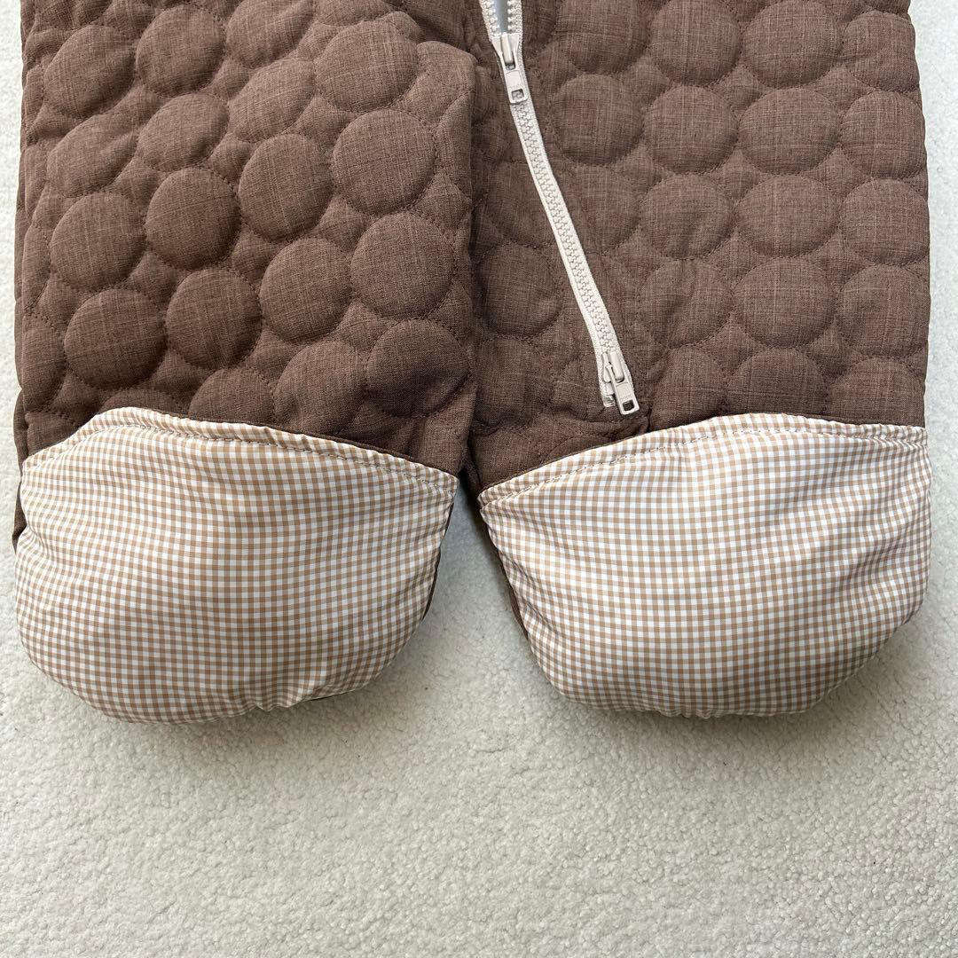 美品 familiarファミリア 裏起毛中綿キルティングカバーオール 茶色 80