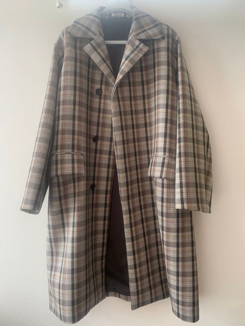 DOUBLE FACE CHECK SOUTIEN COLLAR COAT - メルカリ