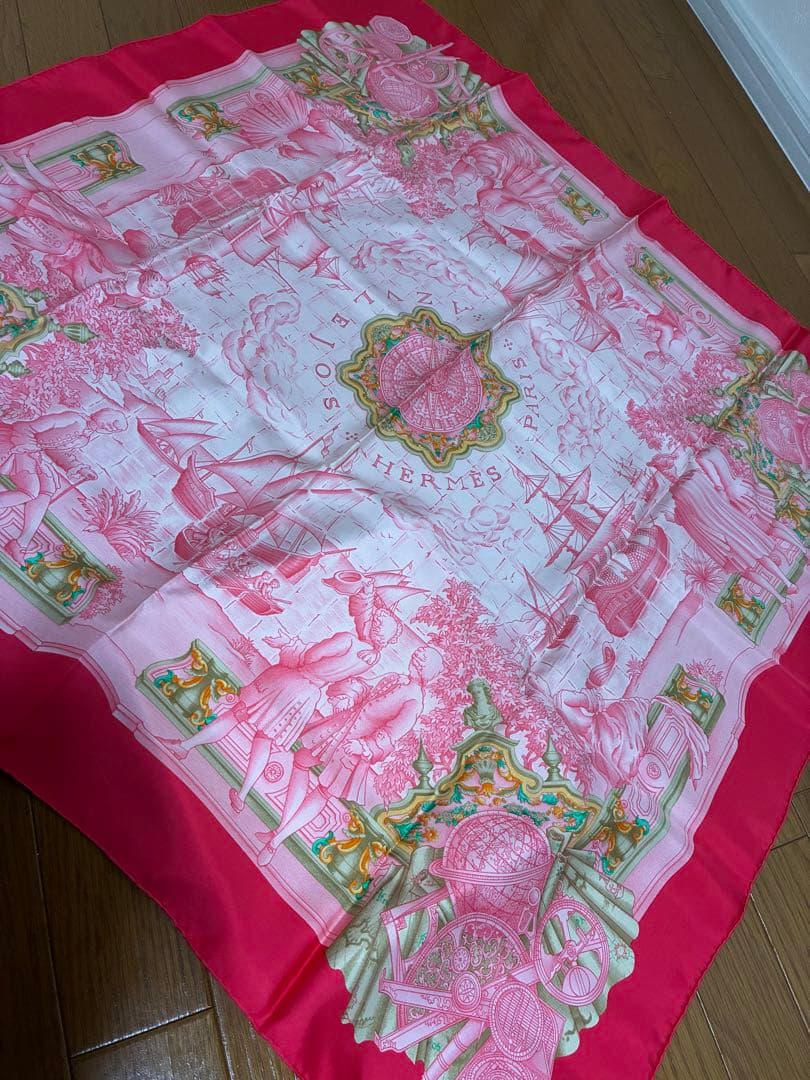 HERMES シルク スカーフ ピンク